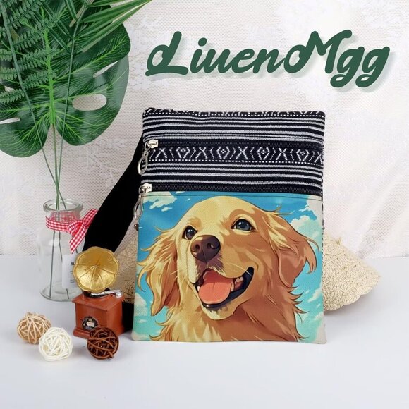Golden Retriever Crossbody Bag Small Ethnic Pattern Wallet Phone Organizer - Picture 5 of 7
